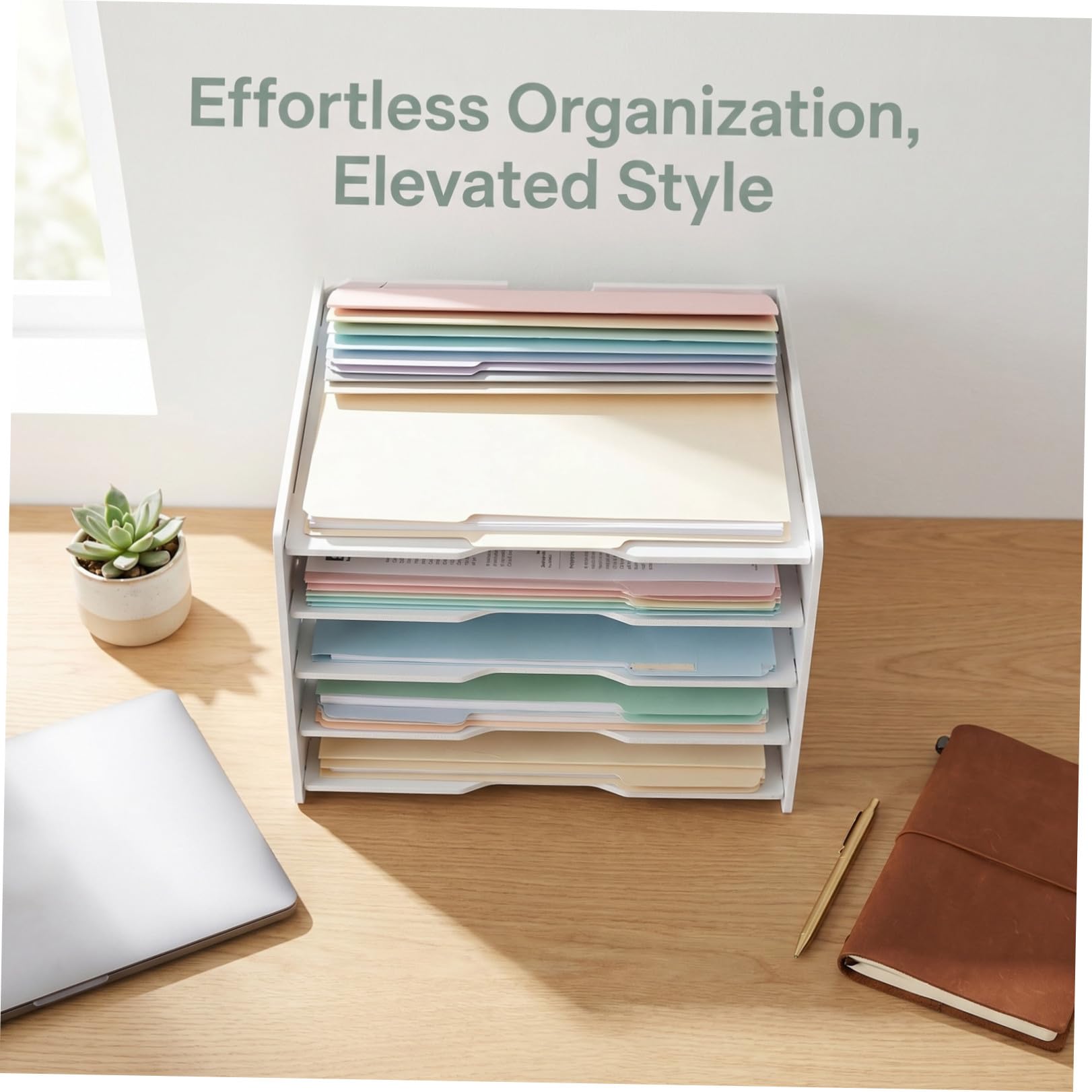 Healvian Organizador de Archivos de Oficina Blanco Diseño Multicapa