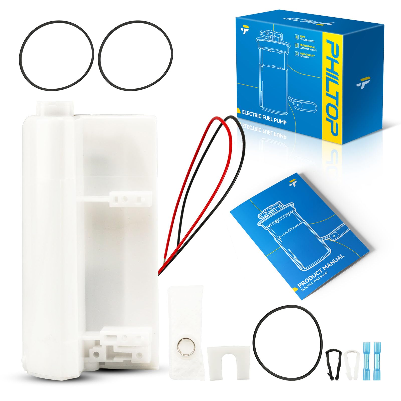 PHILTOP Electric Fuel Pump Assembly Fits for 1990-1996 Ford F-150, F-250, Bronco, 1990-1997 F-350, 1992-1996 E-350 Econoline, E-150 Econoline, E-350 Econoline Club Wagon, 1997 F-250 HD, FG0198