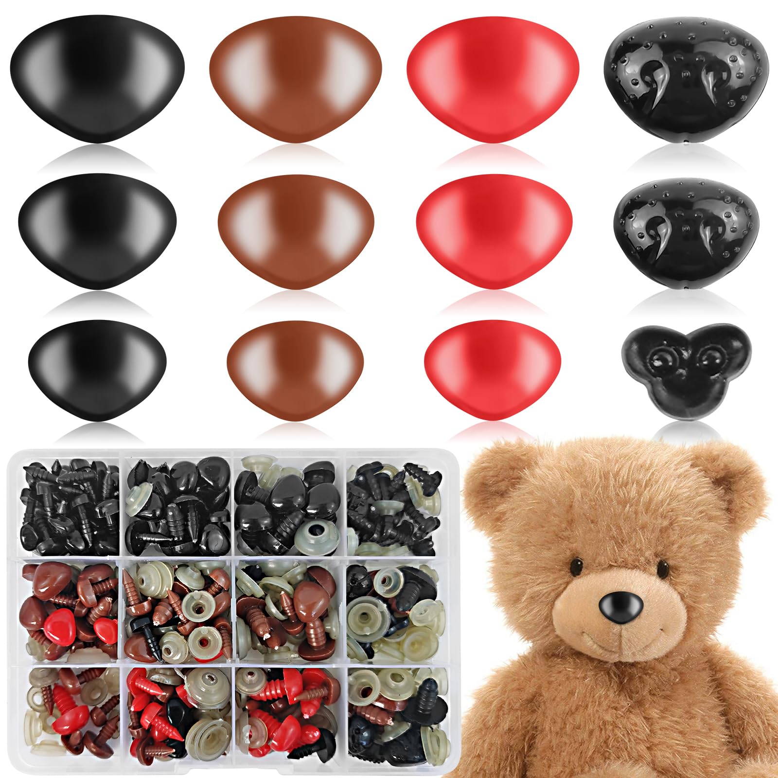 Set Di 60 Naselli Di Sicurezza Per Uncinetto - 3 Misure E 3 Colori Floccati Per Bambole E Peluche - Foto 5