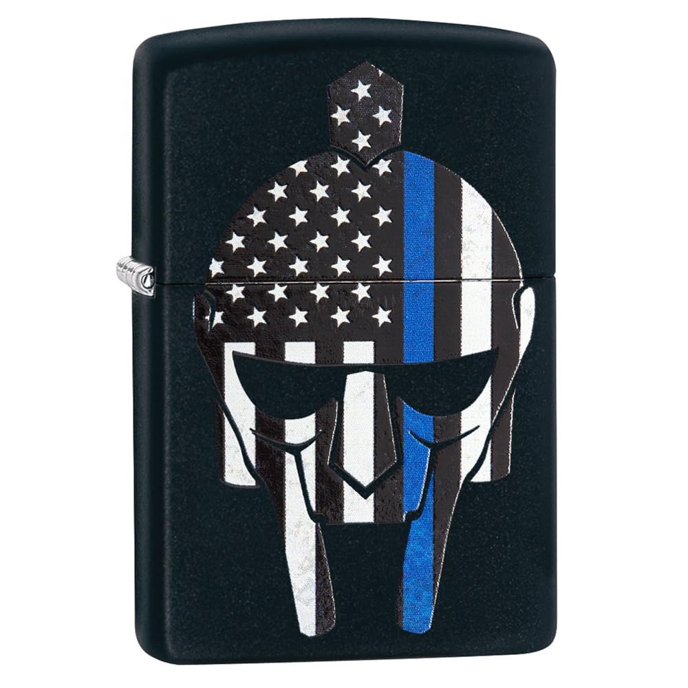 Zippo Gladiator Blue Line Black Matte Pocket Lighter