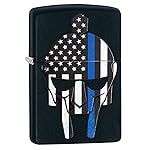 Zippo Gladiator Blue Line Black Matte Pocket Lighter