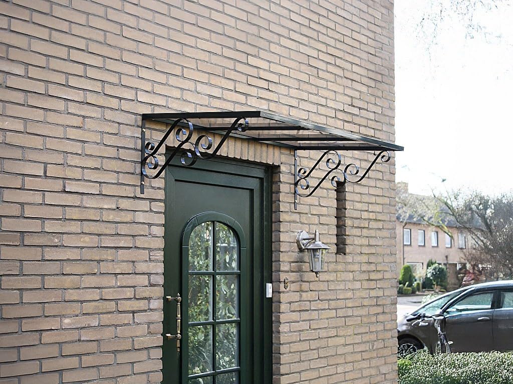 Vente-unique - Auvent de Porte en Aluminium L150 x l80 cm incliné AMBAN