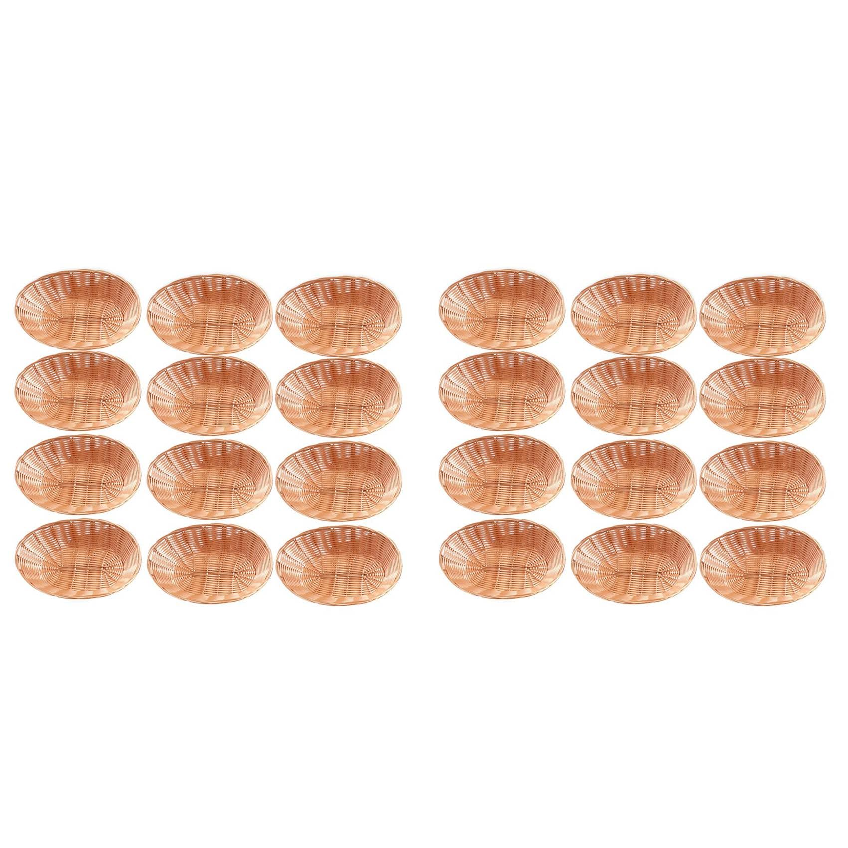 Hndhbfgrt 24 Pack Plastic Oval Basket, Empty Bread Basket Food Storage Basket Bulk,Plastic Wicker Baskets Bin for Kitchen Serving