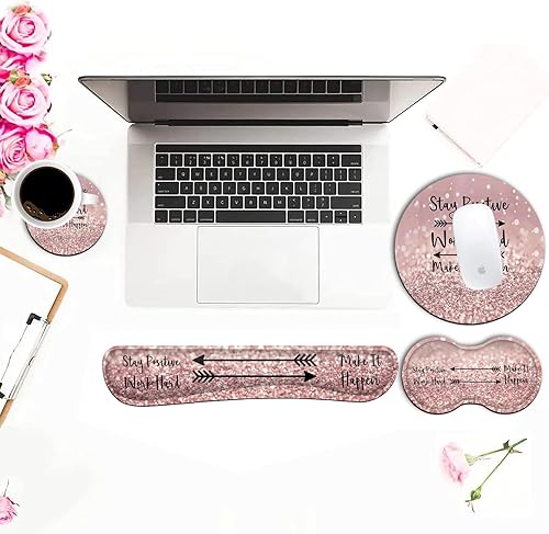 Miniatura 4 de Juego de alfombrilla ergonómica para mouse con soporte para muñeca y reposamuñecas para teclado para laptop, juegos y oficina, cómoda y alivia el