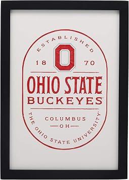 Ohio State University Badge Framed Wood Wall Decor - Vintage Ohio State Buckeyes Wall Art for Man Cave, Office or Dorm Room