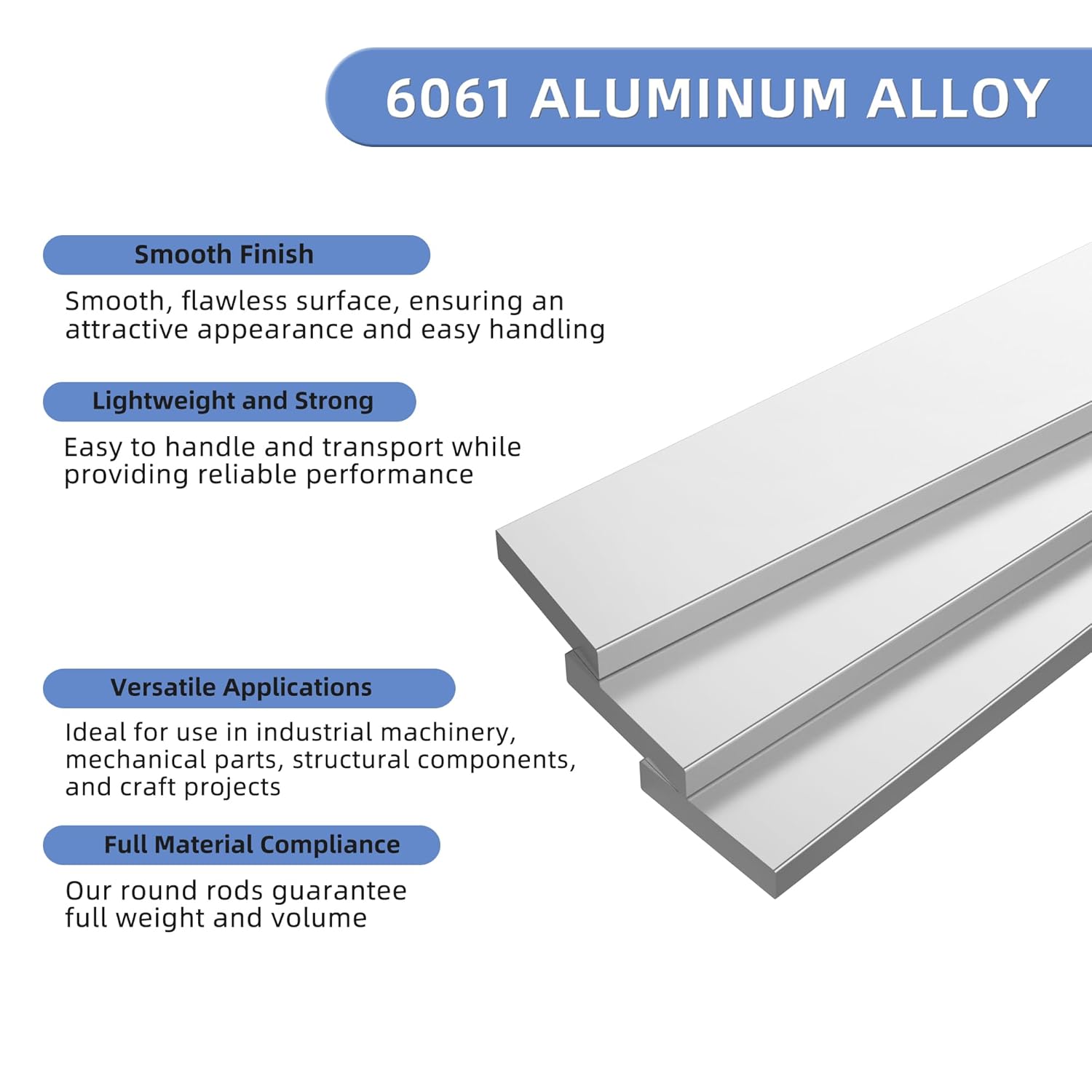 6061 Square Aluminum Solid Flat Bar, 1PCS 1" Thickness X 2" Width X 10" Length Aluminum Flat Plate, 25 x 50 x 254mm Solid Mill Stock for Crafting lndustry
