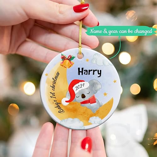 Vista 63 de Adorno de cerámica personalizado para la segunda Navidad del bebé, vaca lechera Feliz Navidad 2025, regalo personalizado para los amantes