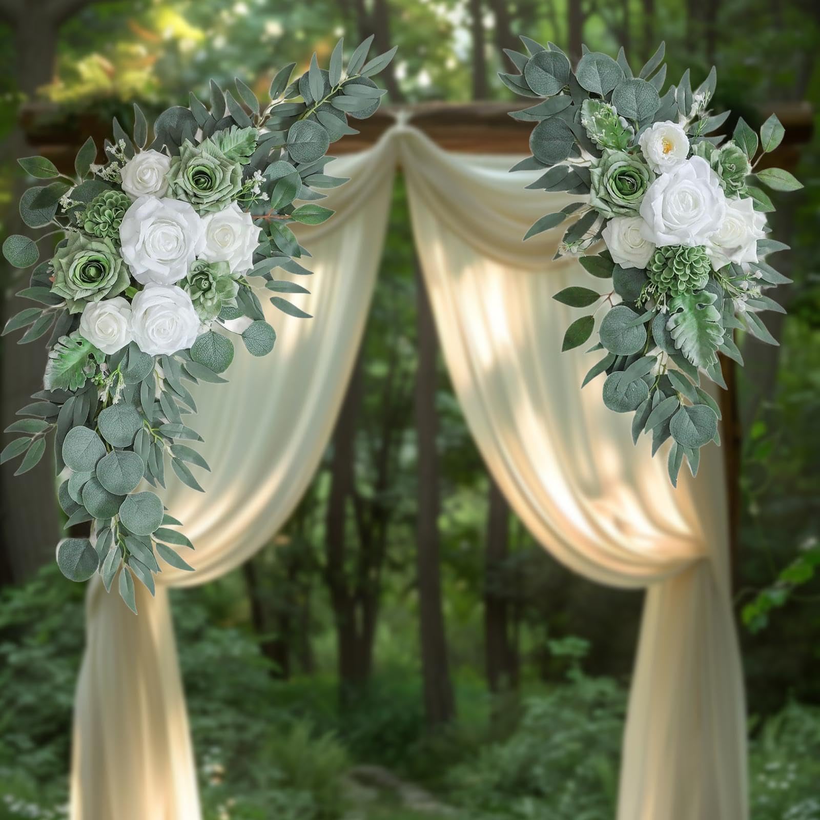 2 Pezzi di Fiori Artificiali per Arco Nuziale, Composizione Floreale per Porta, Ghirlanda di Fiori di Seta, Resistente E Adatta per Ricevimento, Matri, Style C