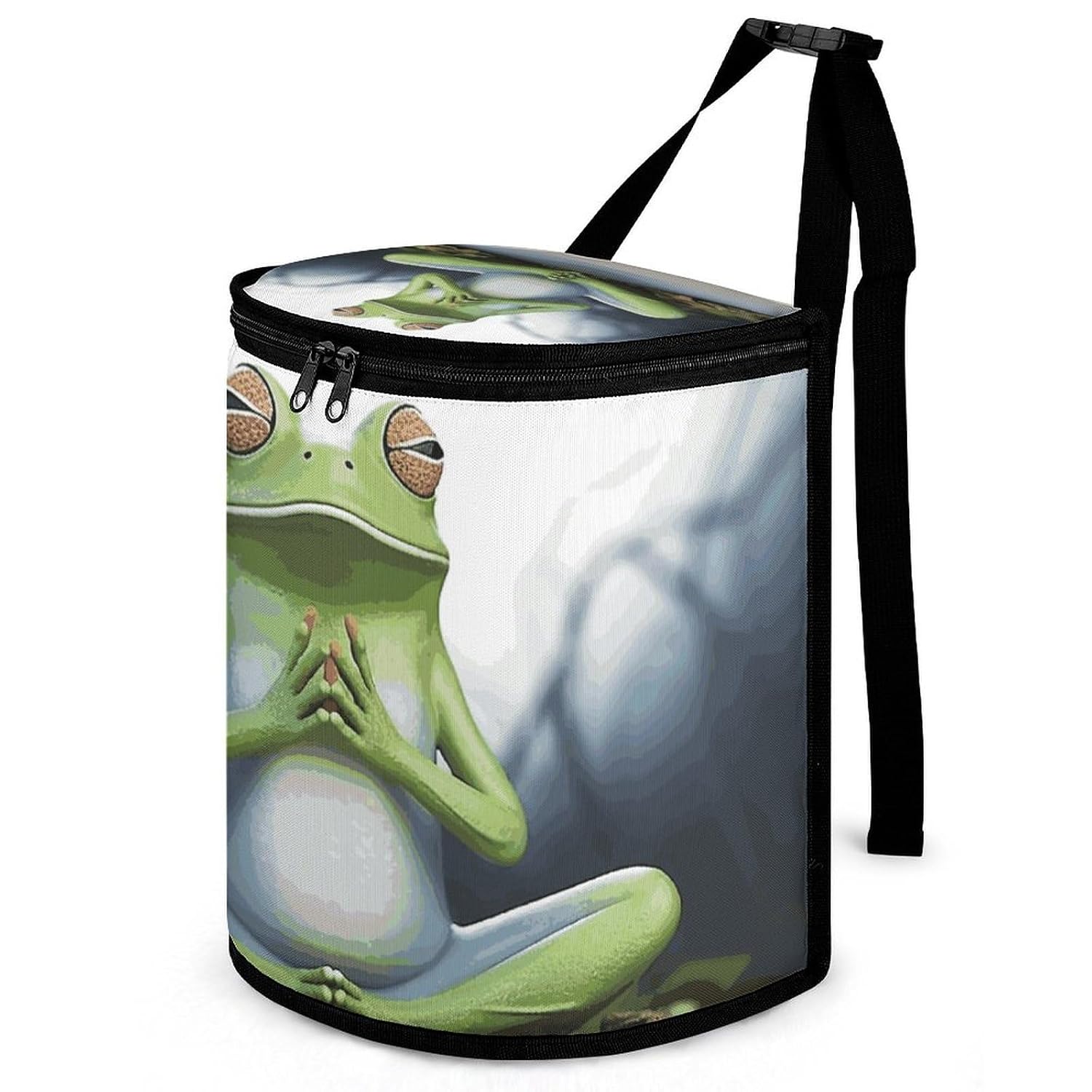 Funny Yoga Frog Car Trash Can with Lid Large Capacity Hanging Auto Trash Bin Leak-Proof Waterproof Trash Bin Cars Must Haves Interior Accessories