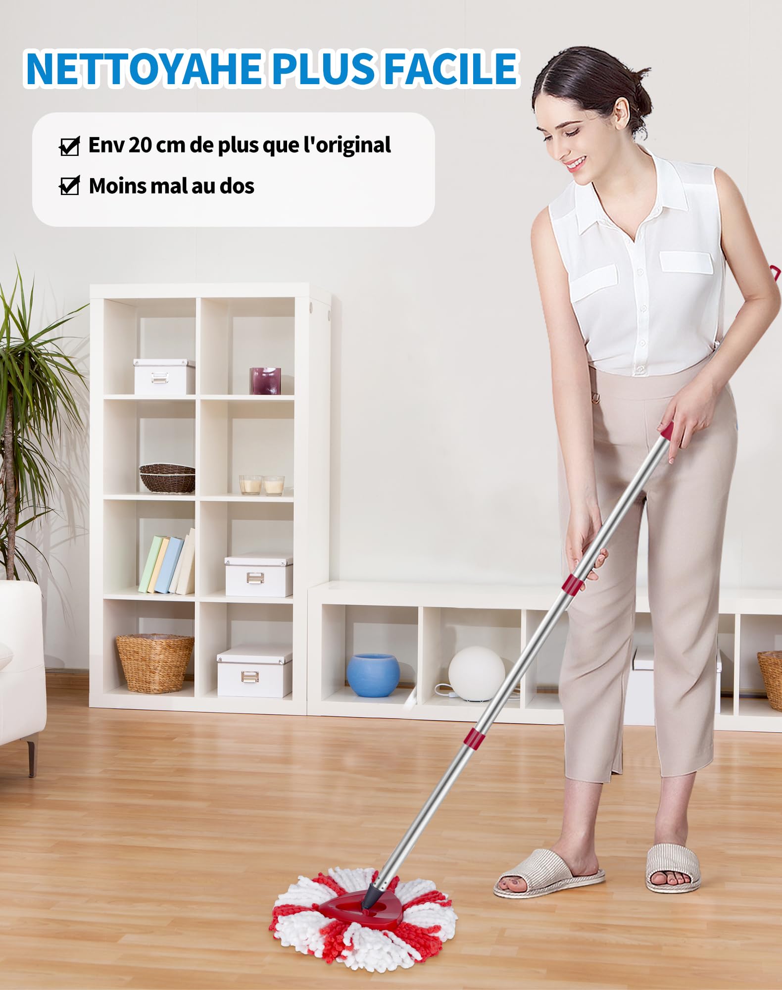 SOSALUK Manico per scopa compatibile con Vileda Easy Wring and Clean Turbo 76 cm-148 cm, manico in mocio per Vileda Turbo regolabile