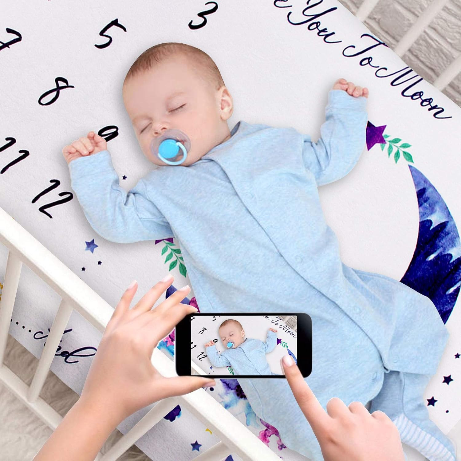 Ansug Couverture Milestone Bebe Unisexe Pour Garcons Et Filles Fond Super Doux Pour Nouveau Ne Avec Cadre Et Banniere Photo Pour Baby Shower Couverture De Jalon Bebe La Chambre De Bebe Matelas Et