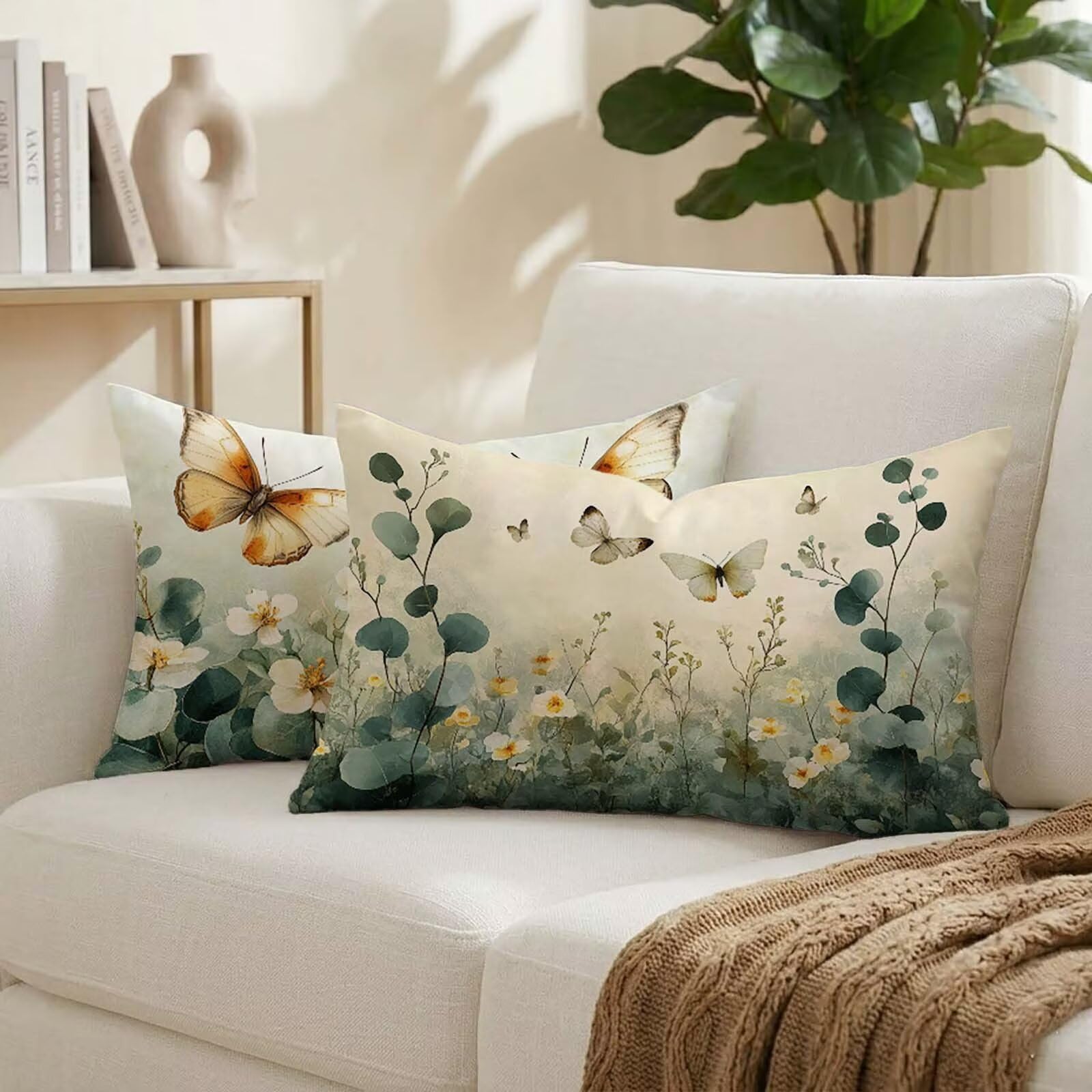Coussin canape decoratif vert housse de coussins rectangulaire pour ete jardin
