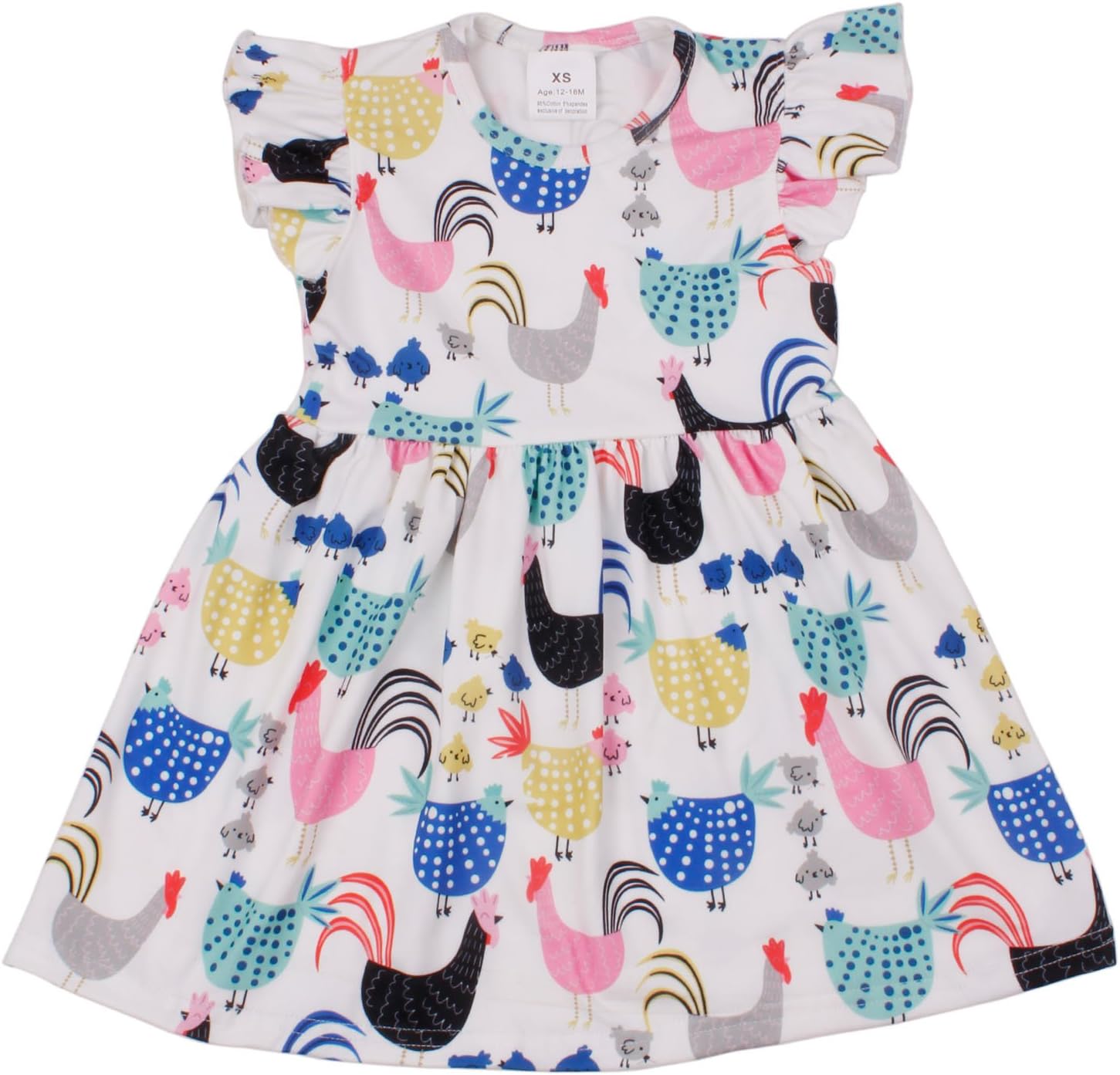Girls Chicken Flutter Sleeve Dress Birthday Party Flower Baby Girl Dress