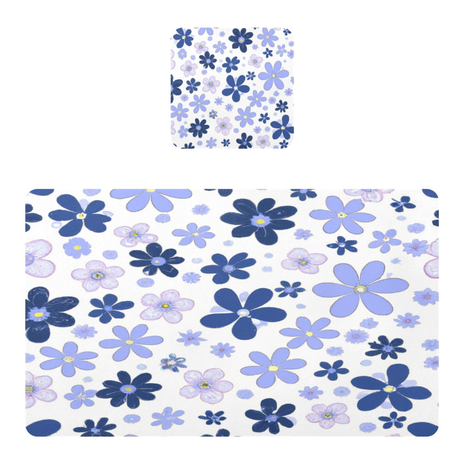 BURSTDDY Flowers Placemat Waterproof Place Mat for Dining Table