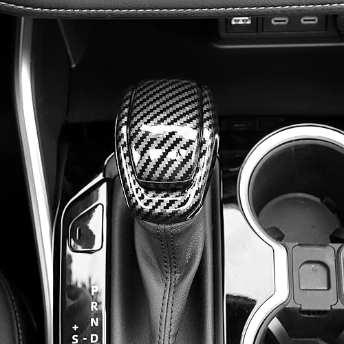 Miniatura 5 de Toyota - Cubierta de fibra de carbono ABS para palanca de cambios de automóvil, ajuste para Toyota Highlander 2020 2021 2022 compatible con Toyota