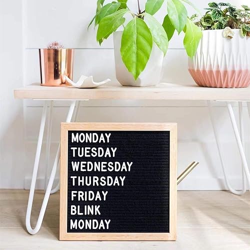 Miniatura 3 de Tablero de letras de fieltro, 10 x 10 pulgadas, letrero de madera intercambiable, marco de madera, montaje en pared, con soporte de exhibición (gris)