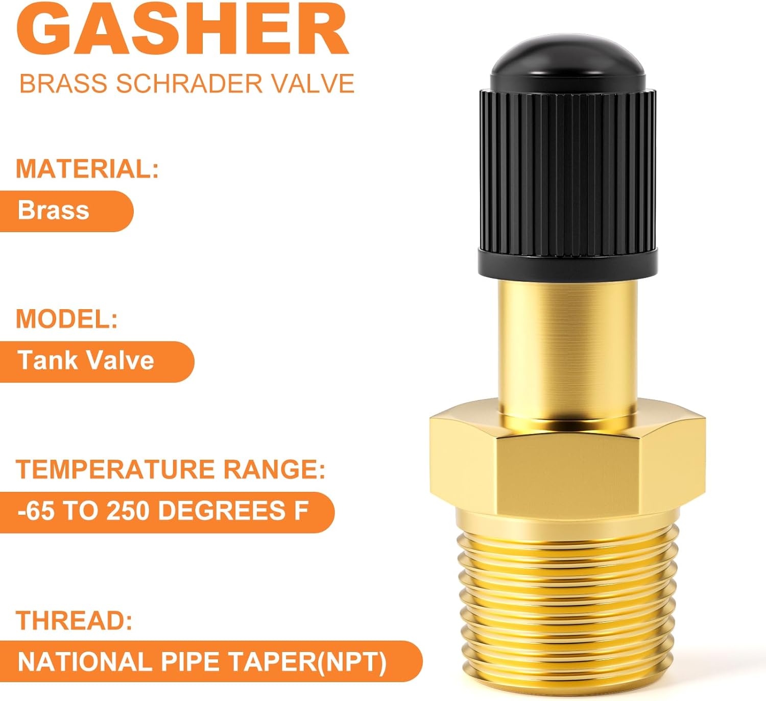 GASHER 2PCS 1/4" NPT Tank Valve Anti-Corrosion Brass Schrader Valve, Using with Air Compressor Tanks