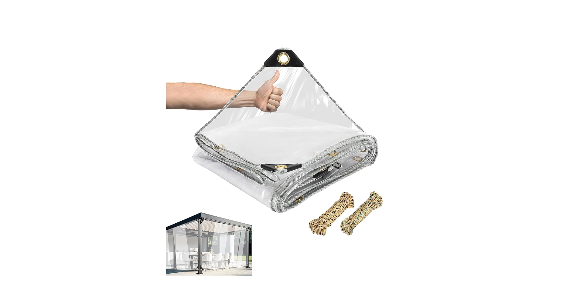 2.5×5m クリアタープ 結束ロープ付き PVCターポリン 防水 透明 屋外 himawari518_p21200630c695