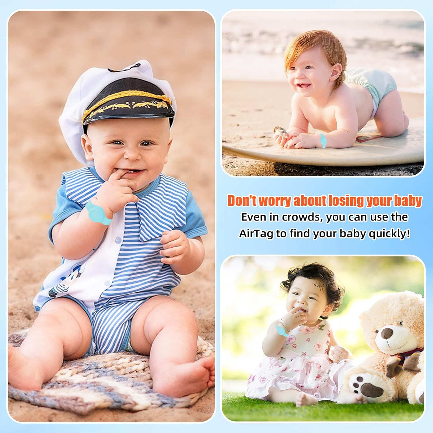 Waterproof Airtag Bracelet for Kids, Silicone Wristband Compatible with Apple Air Tag Hidden Holder Case, GPS Tracker Anti-Lost Adjustable Airtag Strap for Toddler Child (4 Pack)