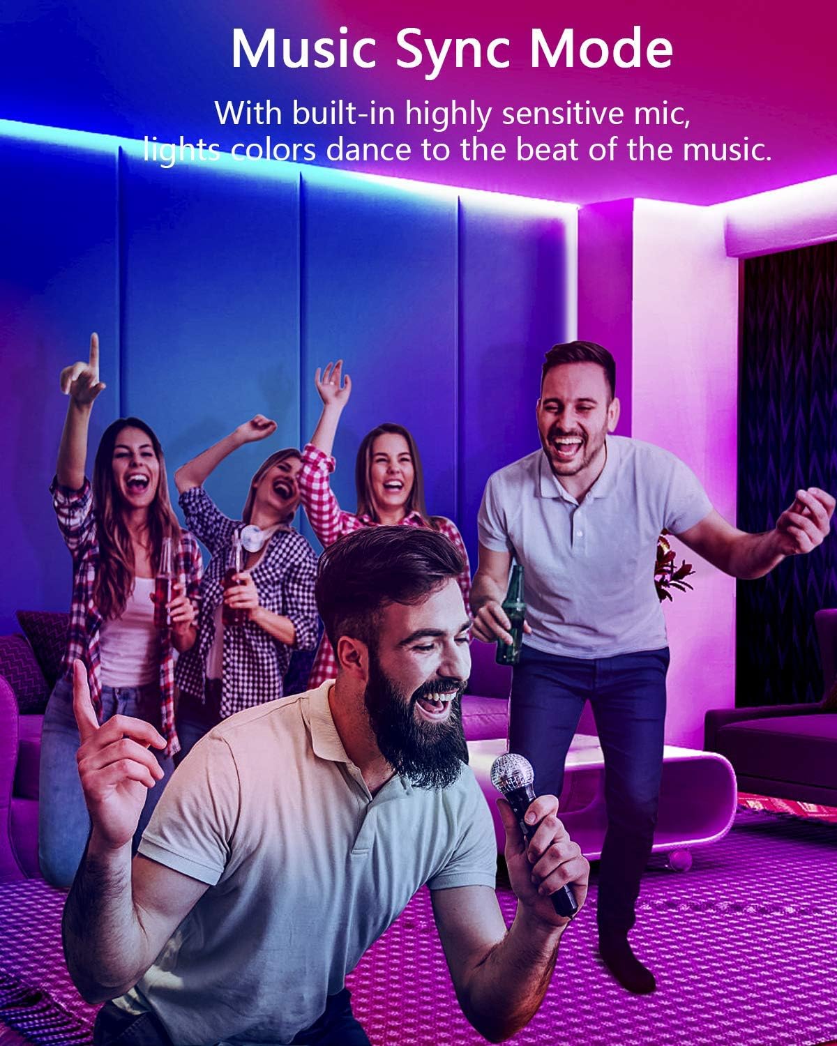 ALITOVE 32.8ft Dream Color Bluetooth LED Light Strip Music Sync Color Chasing RGB Rainbow WS2811 Addressable LED Pixels Lights Strips 10M 600 LED Waterproof for Bedroom Home Party