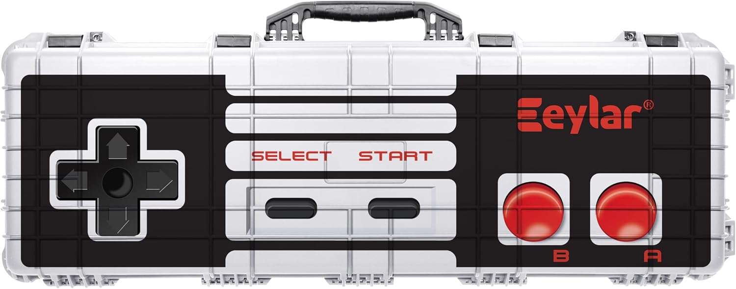 Eylar 44" Hard Roller Rifle Case w/Retro Controller UV Print and RAGAR 41.75" Foam Insert, Waterproof, Shockproof Meets TSA Requirements