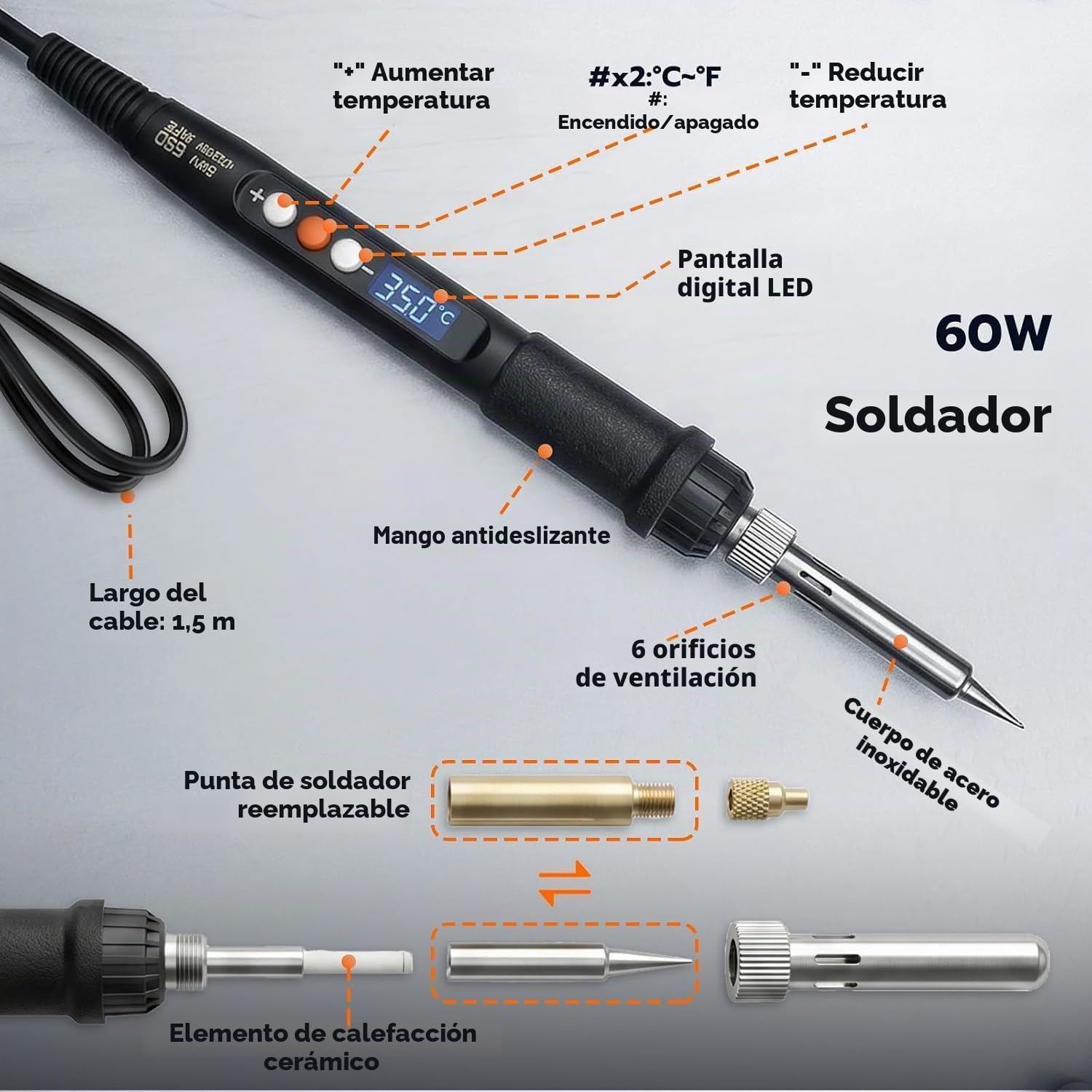 Máquina de prensa de calor vertical de 210 mm de altura de inserción M2-M8 tuercas moleteadas de latón para impresión 3D