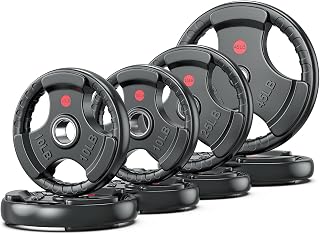 XDDIAS 180LB Rubber Olympic Grip Plates - Cast Iron 2-Inch Weight Plates for Barbell Strength Training, Home Gym Weightlifting Set