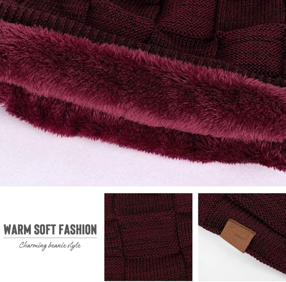 Vgogfly Slouchy Beanie for Men Winter Hats for Guys Cool Beanies Mens Lined Knit Warm Thick Skully Stocking Binie Hat Pairs - Image 5