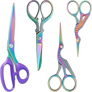 Asdirne Titanium Coating Sewing Scissors Bundle, Professional Fabric Scissors Set, Ultra-Sharp Stainless Steel Blades, Erg...