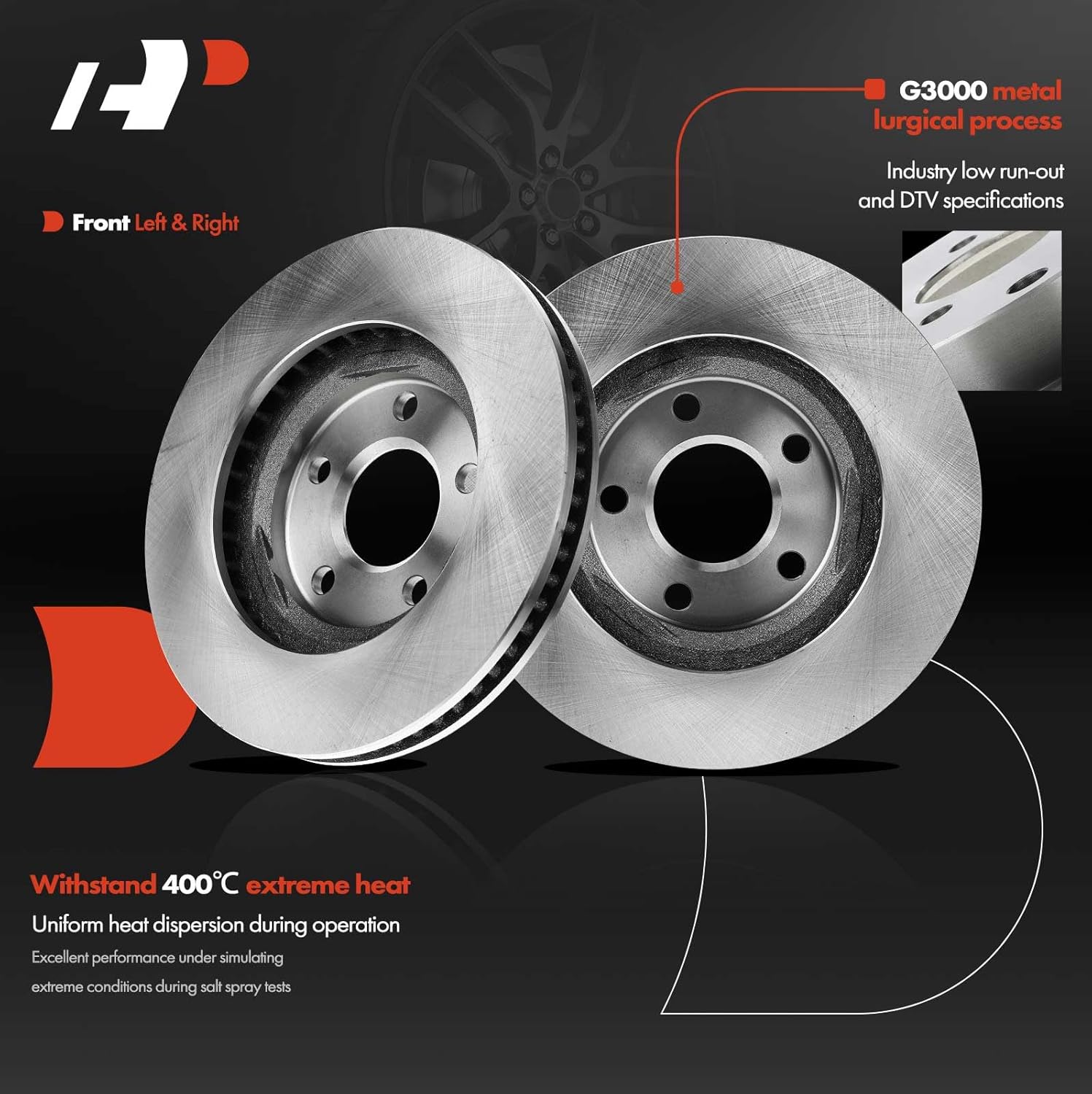 A-Premium 11.93inch(303mm) Front Vented Disc Brake Rotors Compatible with Select Buick, Cadillac, Chevy, Oldsmobile and Pontiac Models- Camaro, Monte Carlo, Aurora, Intrigue, Regency, LeSabre, DeVille