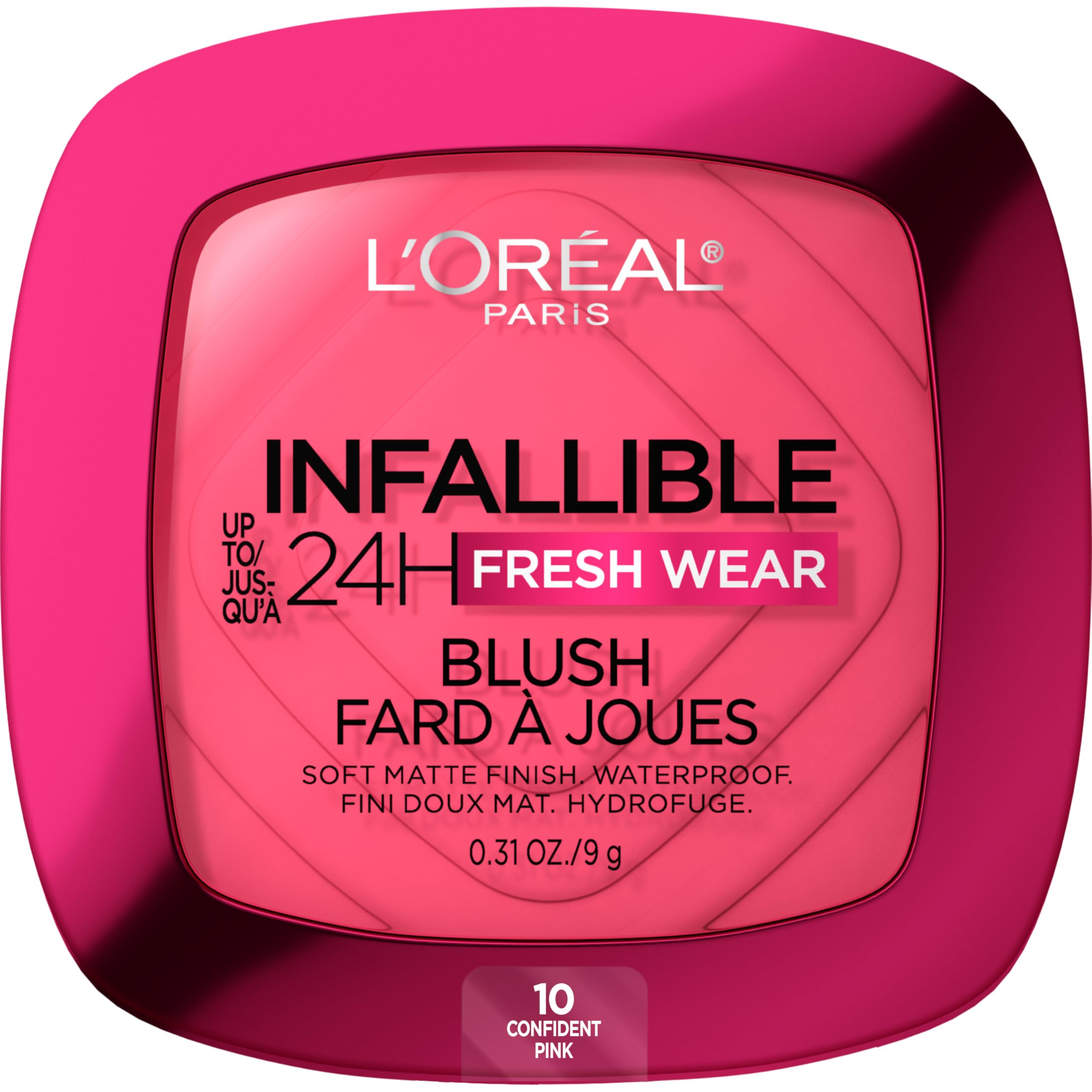 Infallible Up to 24H Fresh Wear Soft Matte Blush, Blendable, Long-Lasting and Waterproof Cheek Make Up, Confident Pink 10, 0.31 Oz