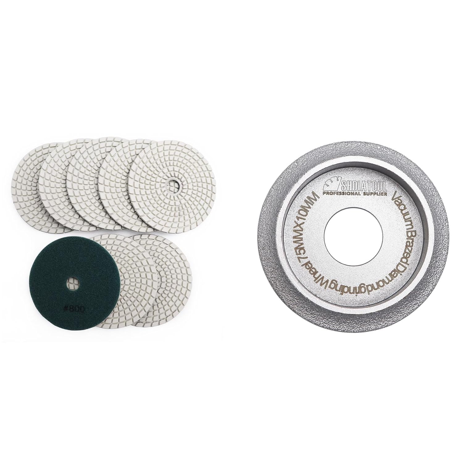 SHDIATOOL 4 - Inch Diamond Polishing Pads with White Bond Grit 800 Wet for Marble Granite Stone 8Pcs 100mm