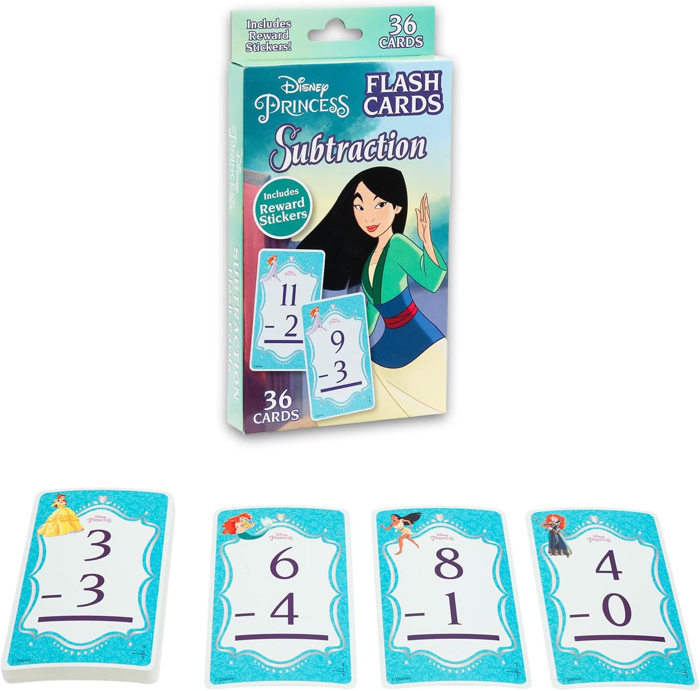 Disney Princess Math Games Set - Bundle with Addition and Subtraction Flash Cards for Boys, Girls | Disney Princess Learning Toys for Kids Ages 5-6