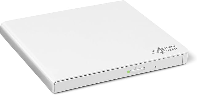 Hitachi-LG GP57EW40 Grabadora Externa DVD Unidad USB 2.0 Portátil Delgado DVD-RW CD ROM Rewriter para escritorio PC o Ordenador Portátil de Escritorio Windows y Mac OS con Conectividad de TV - Blanco