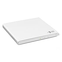 Hitachi-LG GP57EW40 Masterizzatore esterno DVD USB 2.0 portatile sottile DVD-RW CD ROM Rewriter per scrivania PC o computer portatile da scrivania Windows e Mac OS con connessione TV – Bianco