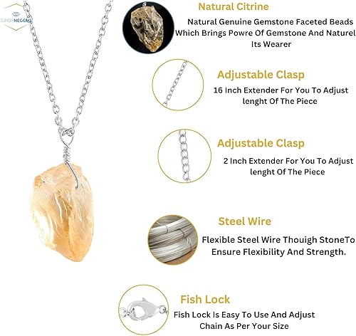 Miniatura 23 de Raw Gemstone Necklace Birthstones 1 Silver