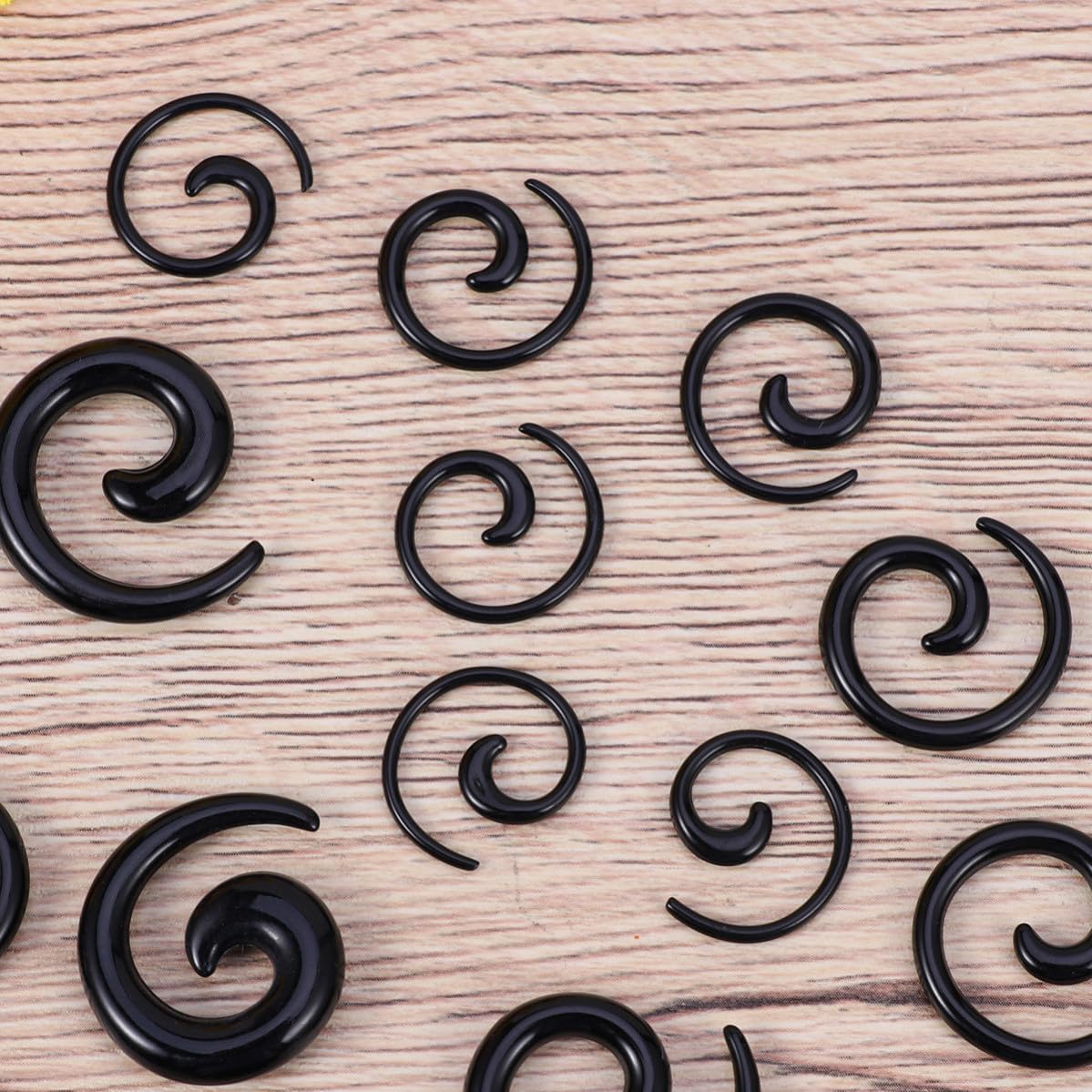9 Pairs Acrylic Spiral Ear Stretcher Plugs Set, Black