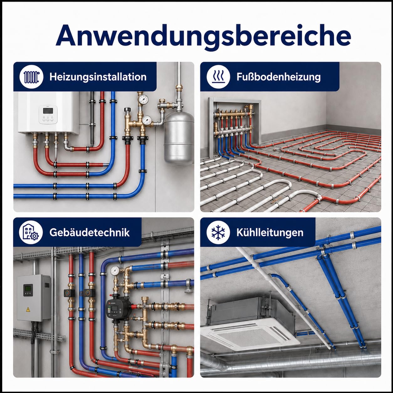 Alu-Verbundrohr 16x2 mm 200m – Vielseitig einsetzbares Mehrschichtverbundrohr für Fußbodenheizung, Haustechnik, Heizung & Kühlung – PEX-AL-PEX