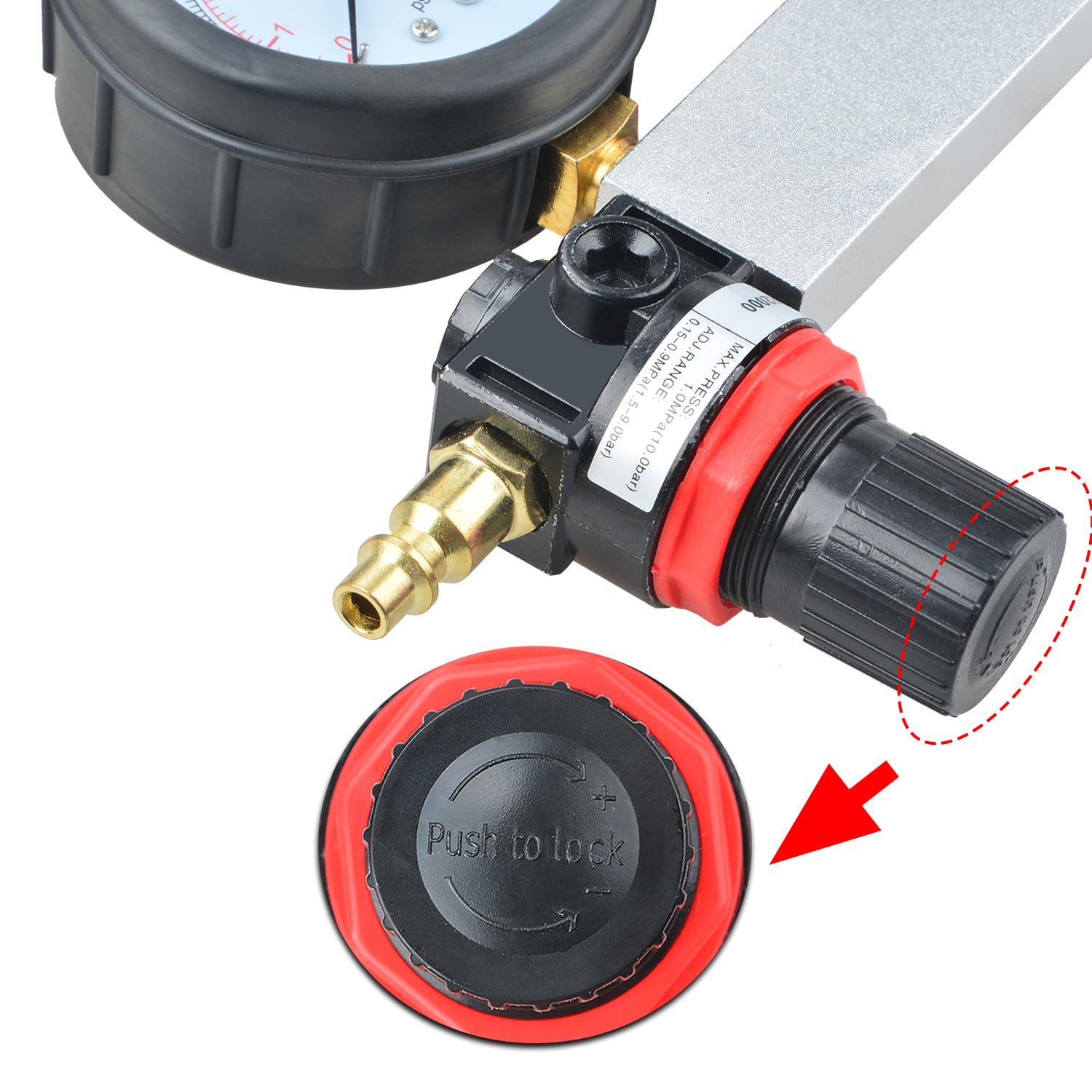 Kit per test di perdita del motore, motore a benzina, con asta di prolunga, per test di pressione e perdite, doppio manometro