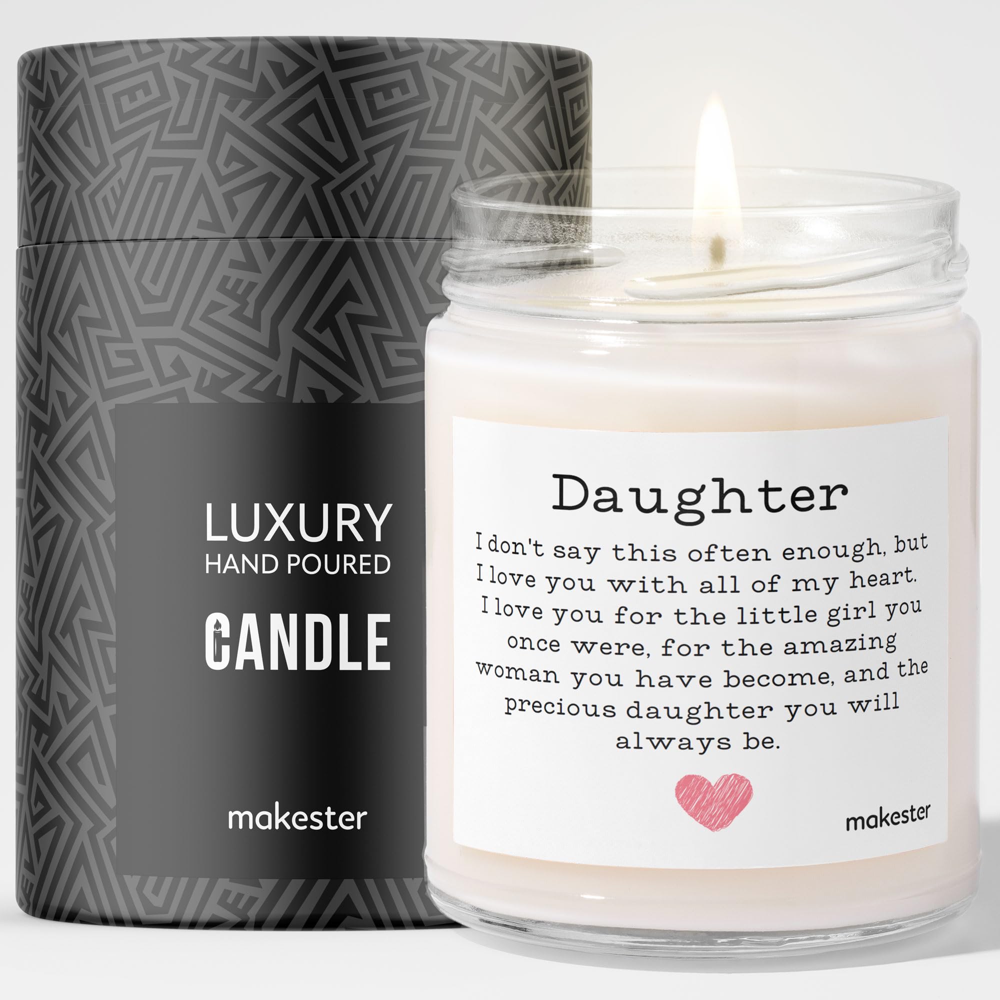 Makester White Daughter Gifts - Luxury Soy Wax Candle - Vanilla, Jasmine, Sugared Almond
