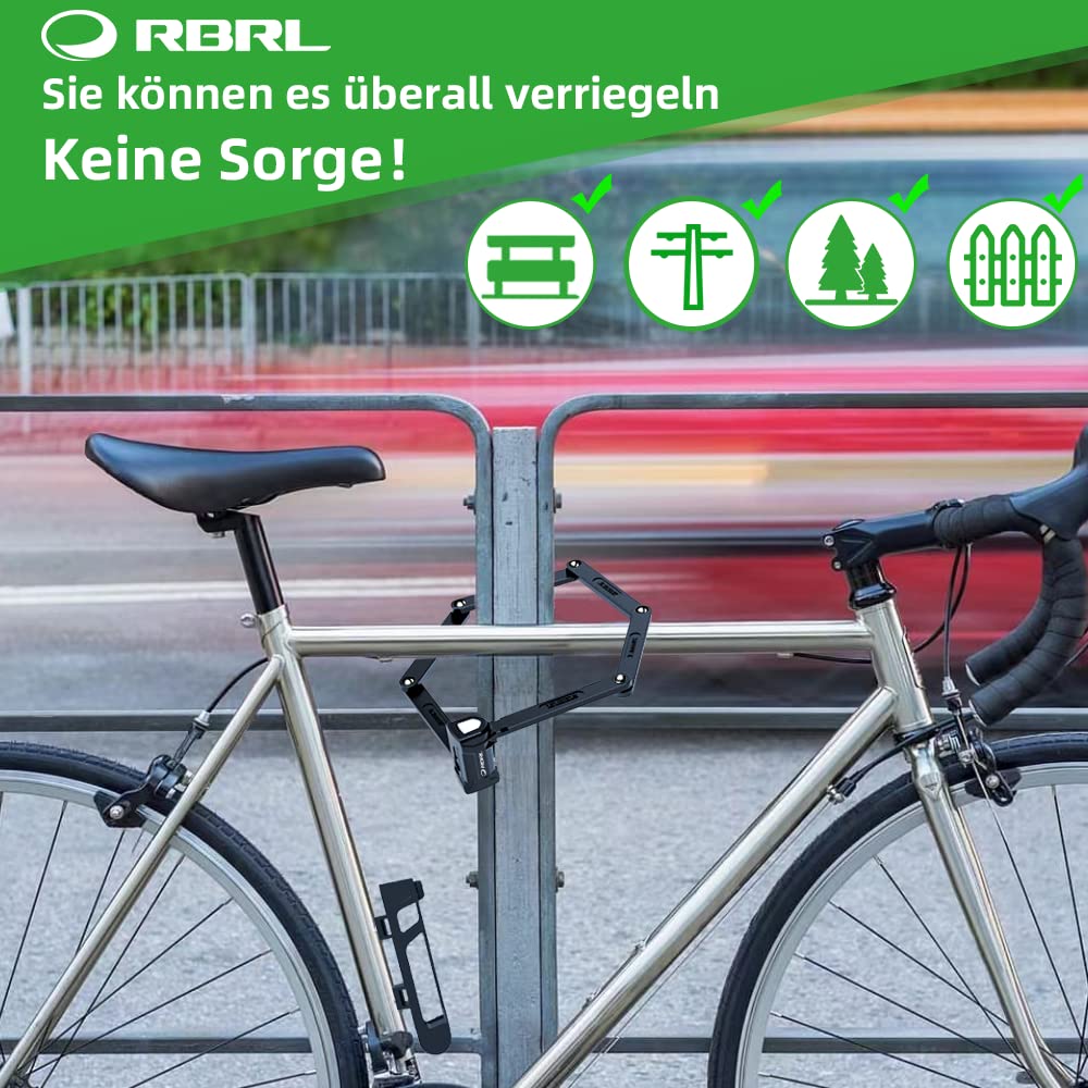 RBRL Antivol pliable pour vélo 75 cm de long avec support et 4 clés de sécurité, barres de 5 mm d'épaisseur