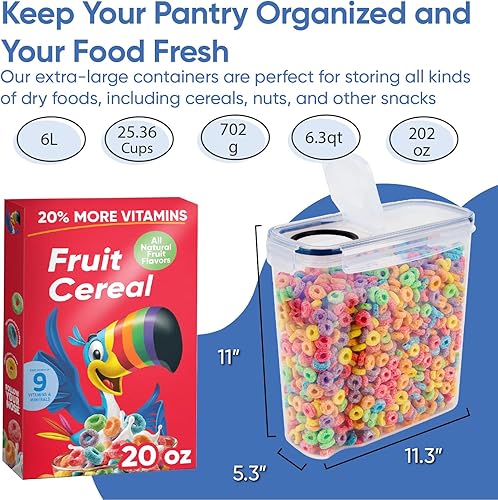 Miniatura 4 de Recipientes de almacenamiento de alimentos extra grandes 213 onzas para arroz harina azúcar y cereales herméticos para la cocina y la despensa