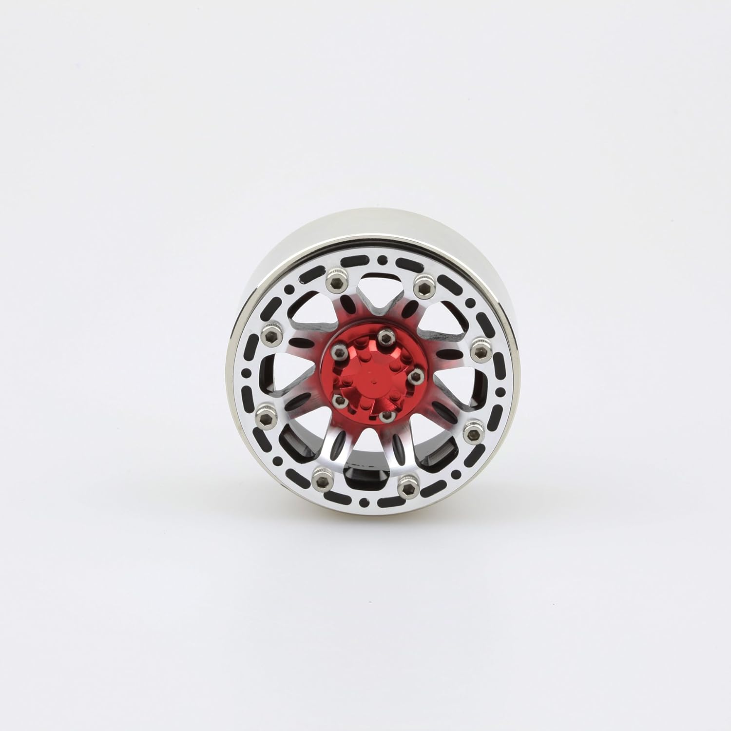 4PC Red & Silver 1.9" Alloy Beadlock Wheel Rim Set for 1/10 RC Crawler
