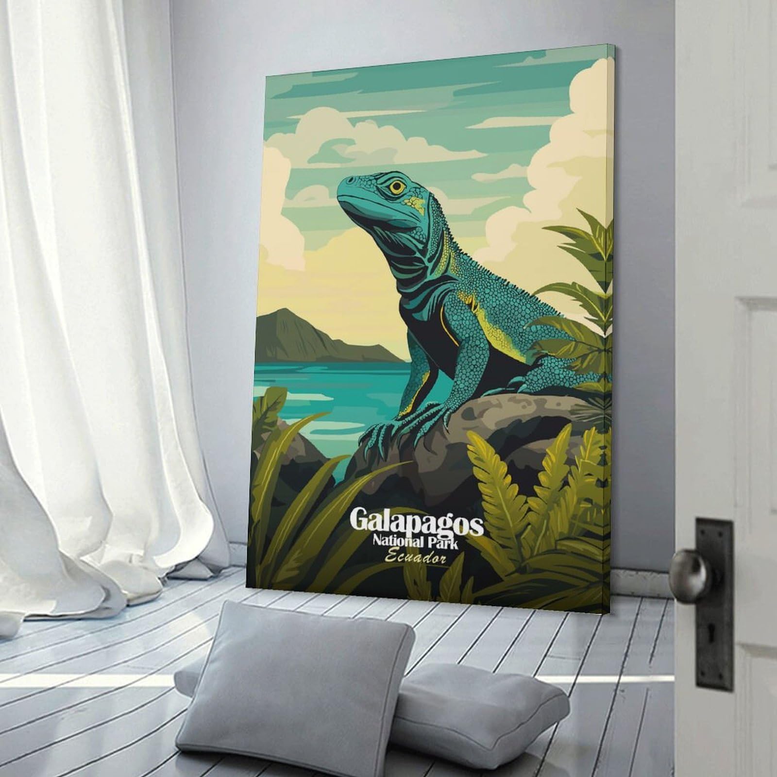 Junmoney Galapagos Iguana Poster Home Decor Wall Art 20x30inch(50x75cm), for Small Homes, Bedrooms Or Open Spaces, An Easy Choice for New Home Styling