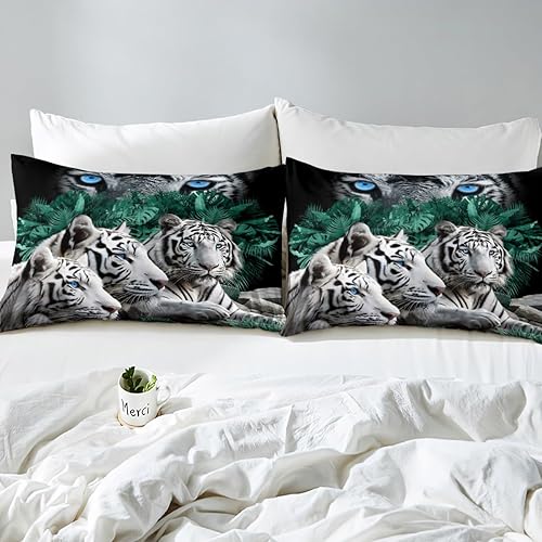 Miniatura 4 de Feelyou Juego de funda de edredón de tigre con diseño de animales salvajes para niños, adultos, safari, gatos, juego de funda de edredón suave con