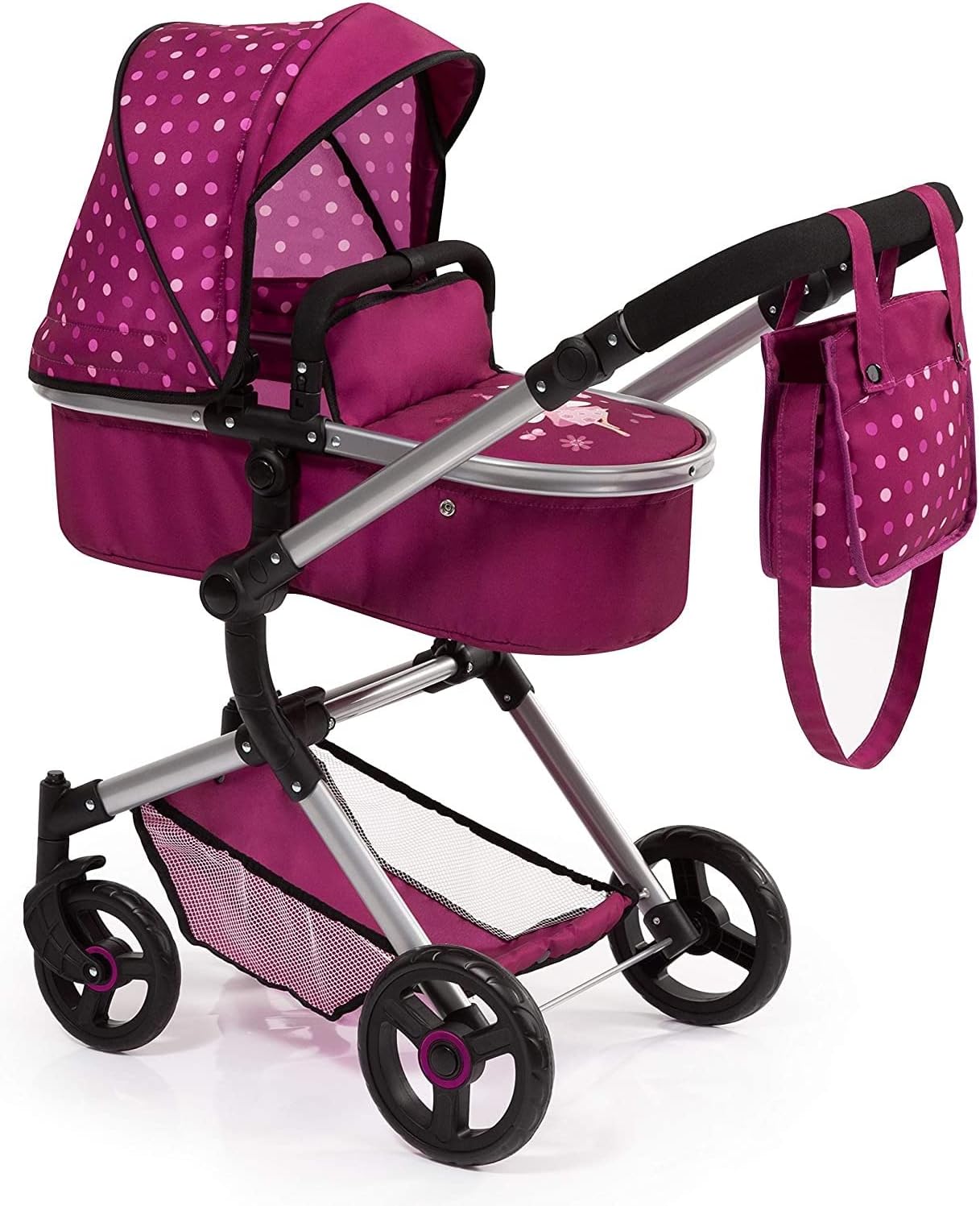 Design City Baby Doll Pram,Dark Pink