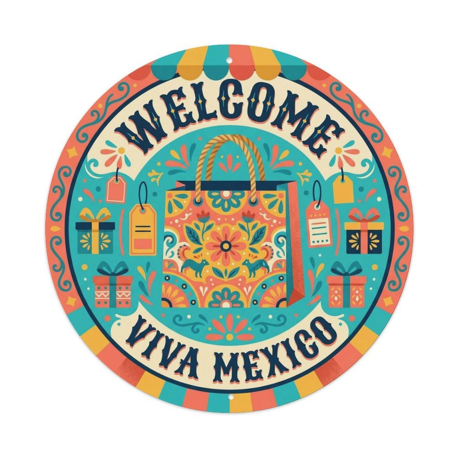 Shop Mexican Retro Greeting Floral Folk Market Spanish Metal Tin Sign