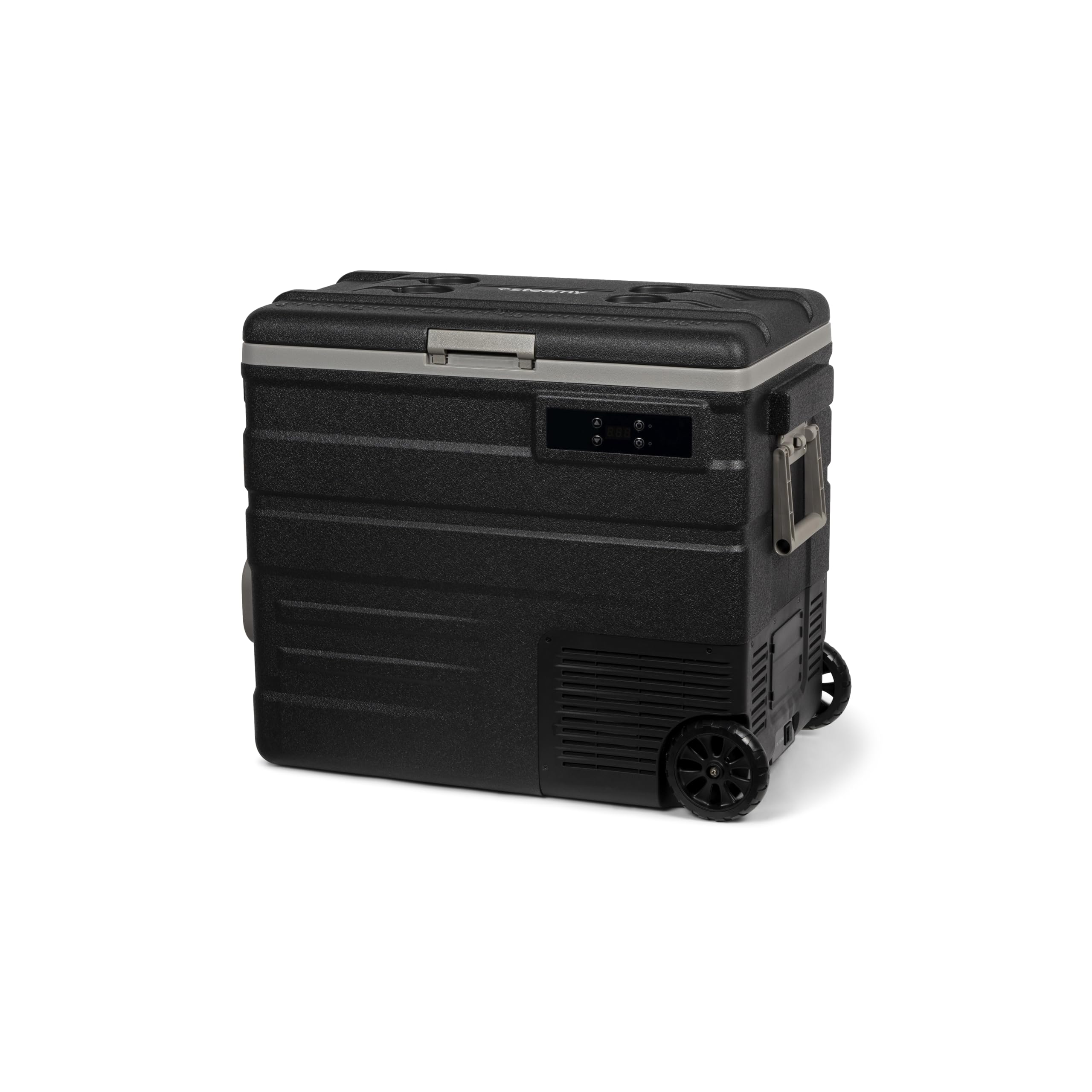 Steamy-E Single Zone 65 Roller, Frigorifero Elettrico a Compressore con Ruote, 12/24V DC e 100-240V AC, per Congelare e Raffreddare da -20℃ a +20℃, Ideale per il Campeggio, 65 Litri, Nero