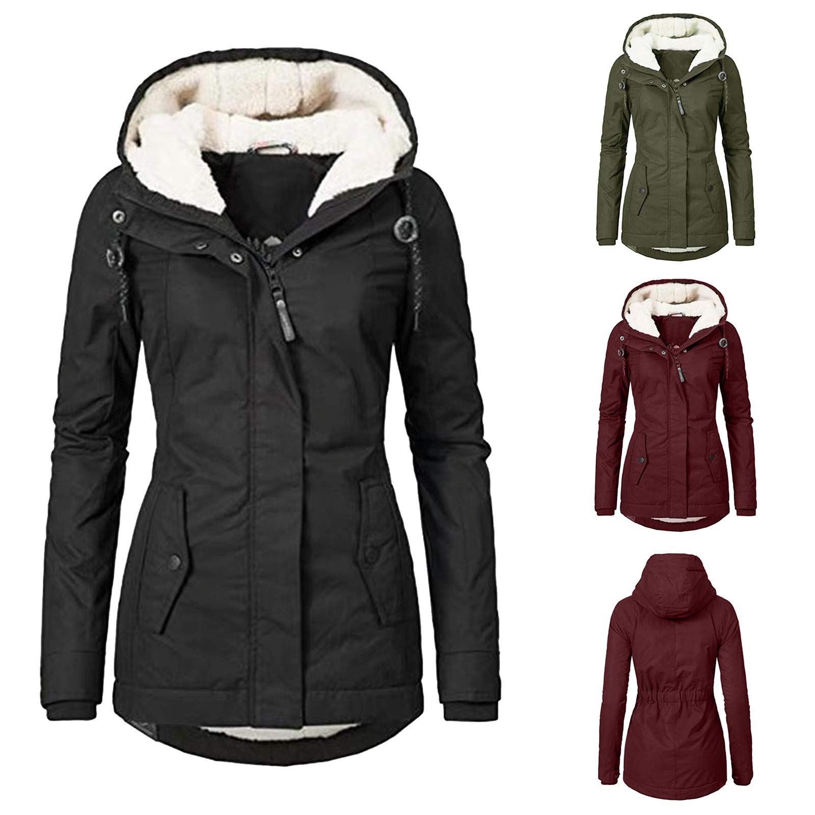 Parka d'hiver chaude en fourrure de peluche pour femme, manteau d'hiver avec doublure, imperméable, épais, parka d'hiver, parka, veste polaire, veste matelassée, coupe-vent, veste d'hiver, S à