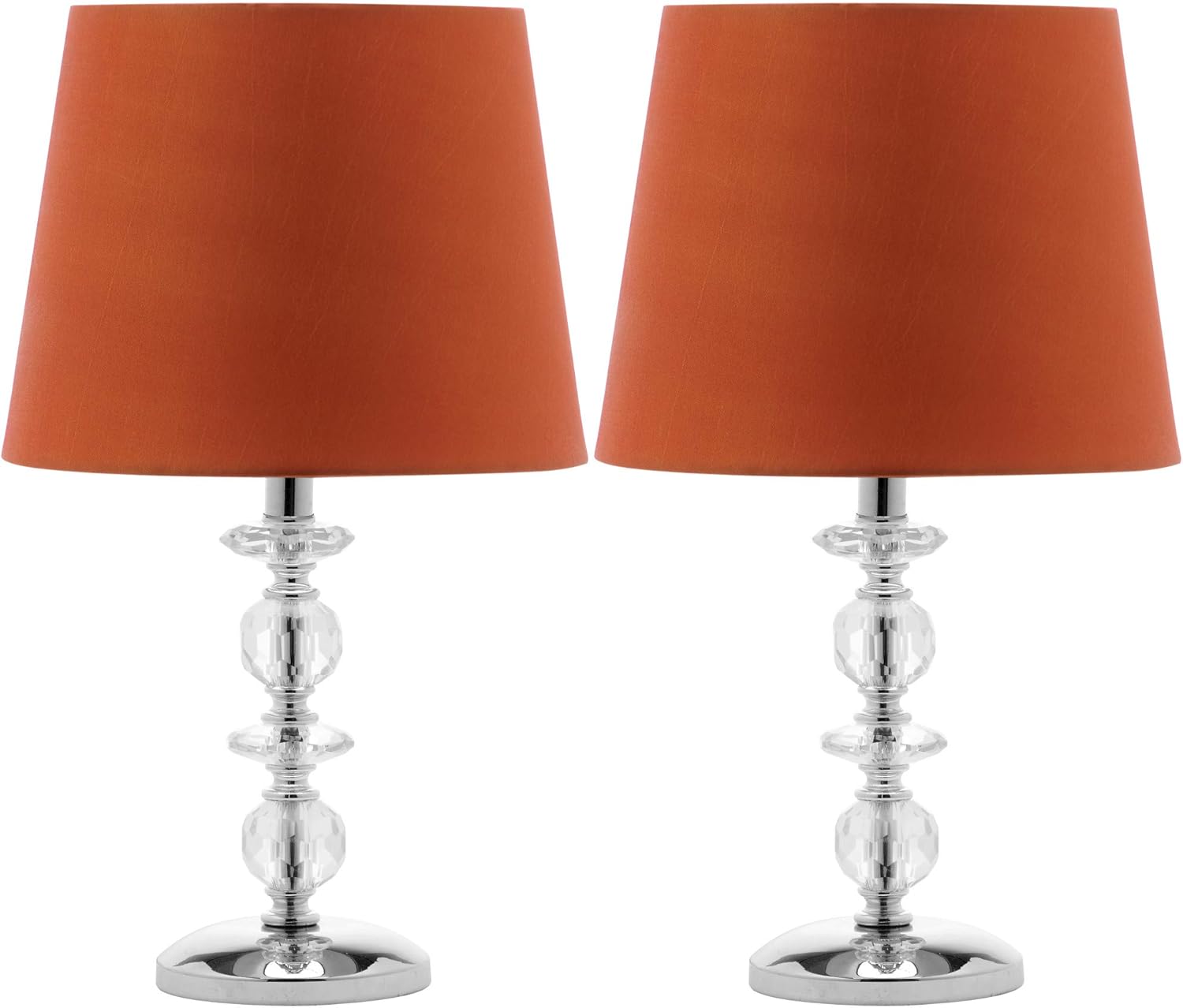 SAFAVIEH Lighting Collection Derry Modern Glam Crystal Stacked Orb/ Off-White Shade 15-inch Bedroom Living Room Home Office Desk Nightstand Table Lamp Set of 2 (LED Bulbs Included)